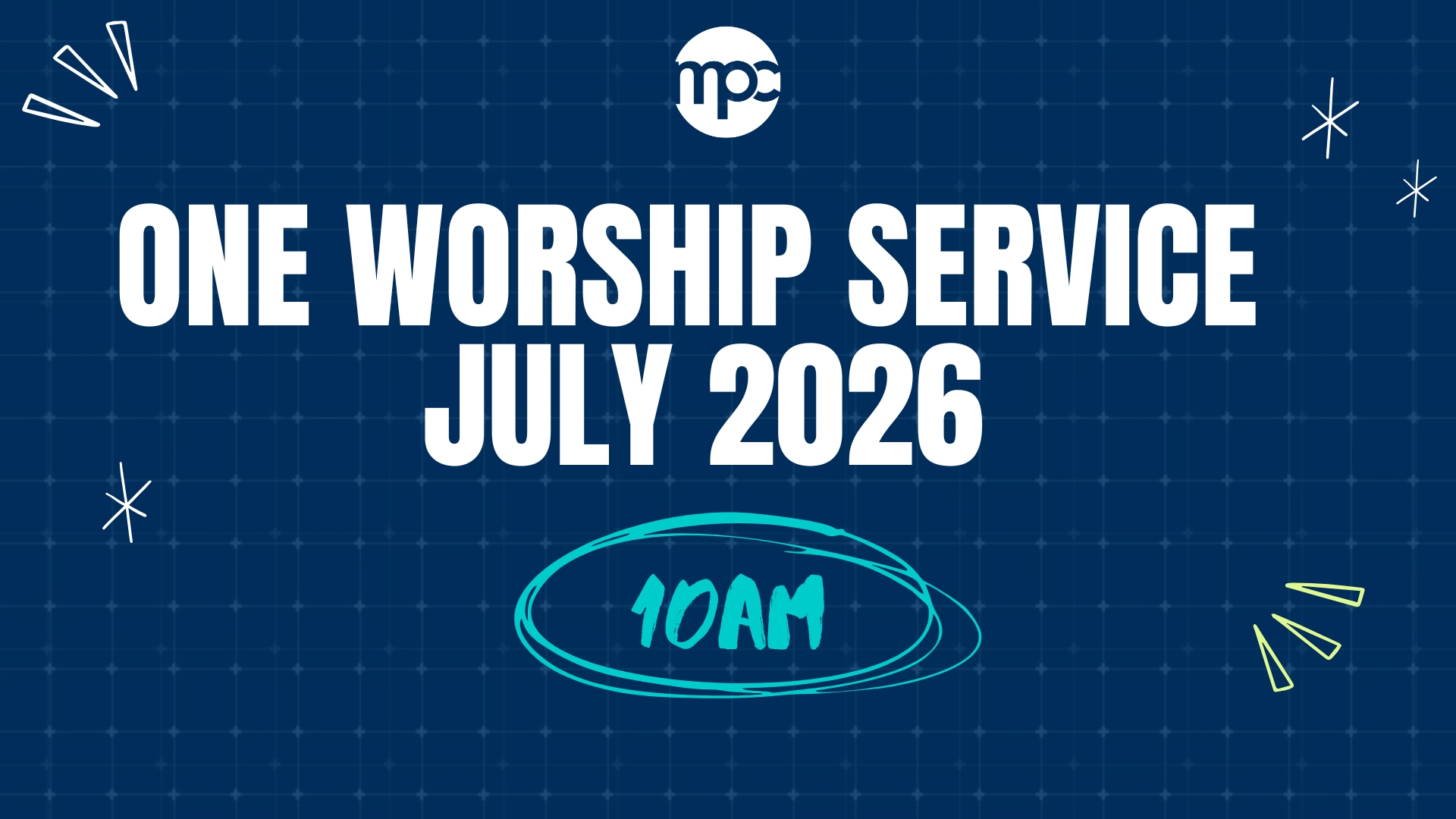 One Worship Service

Combined worship service every&nbsp;Sunday&nbsp;in July at 10am.&nbsp;

More details here!

